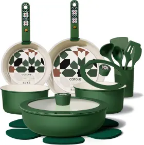 Carote 313046491405 19pcs Ceramic Cookware Set Pots And Pans Non Stick Toxic Cookwa
