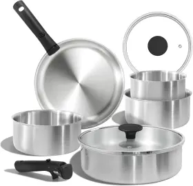 Carote 313047835833 Pots And Pans Set Stainless Steel Cookware Detachable Handle 9pcs I