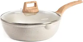 Carote 313051687626 12inch Nonstick Deep Frying Pan With Lid 5.5 Quart Jumbo Cooker Saute W