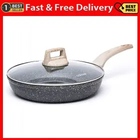 Carote 445057638647 Nonstick Deep Frying Pan With Lid 12 Inch Skillet Saute Induction