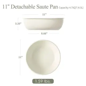 Carote 609921568356 Nonstick Saute Pan Compatible For Detachable Handle White Granite - Easy