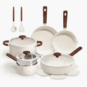 Carote 680358361802 15-piece Ceramic Cookware Set White Freeship Carote 680358361802 15-piece Ceramic Cookware Set White Freeship