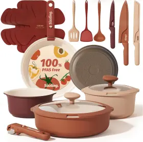 Carote 744110833058 22 Pcs Non Stick Pots And Pans Ceramic Cookware Set Detachable Handle