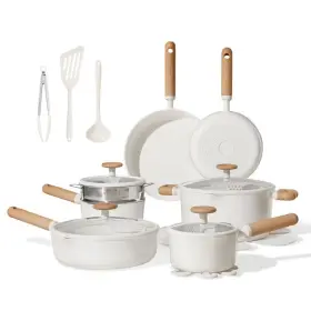 94594203 Carote 21pc Ceramic Nonstick Cookware Set Cream 94594203 Carote 21pc Ceramic Nonstick Cookware Set Cream