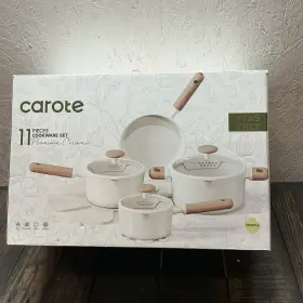 94594204 Carote 11pc Premium Ceramic Nonstick Cookware Set - Cream Nob Read