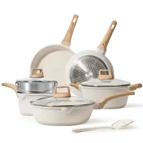 A02114-sa Carote Pots And Pans Set Nonstick White Granite Induction Kitchen Cookware 10 Pcs N