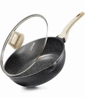 A07745 Carote 12 Inch Non-stick Deep Frying Pan With Lid 5.5 Quart Jumbo Cooker Saute