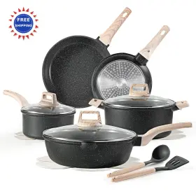 A08309 Carote Pans And Set 14pcs Non Stick Induction Cookware Granite Cooking Pots