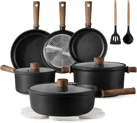 A09035 Carote Nonstick Pots And Pans Cookware Set 16pcs Kitchen 16 Piece Black