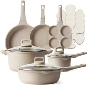 A10230 Carote 13pcs Pots And Pans Set Non Stick Taupe Nonstick Cookware Frying P
