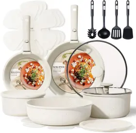 A10242-4 Carote 19 Pc Cookware Set Nonstick Pots And Pans Detachable Handle Induction