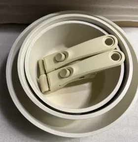 A10242 Carote Pots And Pans Set Of 3 Non Stick With 2 Removable Handles Cream No Lids