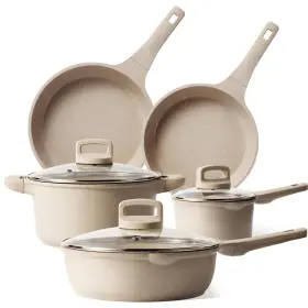 A10336 Carote 8pcs Pots And Pans Set Non Stick Taupe Nonstick Cookware Frying Pa
