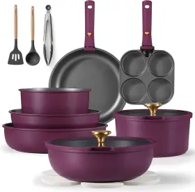 A10486 Carote 19pcs Nonstick Pots And Pans Set Induction Cookware With Detachable Handle