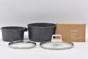 A11355 Carote Saucepan Set With Lids 1.5 Quart And 3 In Granite Classic