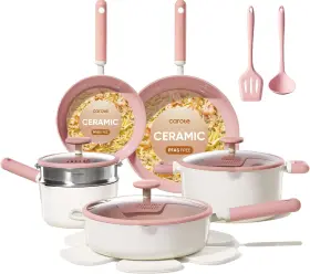 Carote A1194-2-p Ceramic Cookware Set Nonstick 15pcs Pots And Pans Non Stick Tox