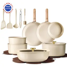 A12681-1 Carote Pans And Set 22pcs Non Stick Ceramic Cookware Rv Kitchen Induction Safe Pots