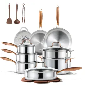 A12928 Carote 23pcs Tri-ply Fully Clad Stainless Steel Cookware Set Pots And Pans With
