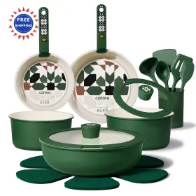 A13267 Carote 19pcs Ceramic Cookware Set Pots And Pans Non Stick Toxic Detachable
