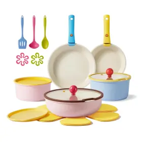 A13722 Carote 20pcs Ceramic Cookware Set Detachable Handle Pots And Pans Nonstick Ind