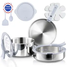 A13730 Carote Tri Ply Stainless Steel Cookware Set 11pcs Pots And Pans Induction Kitchen Stick