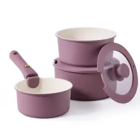 A14205 Carote 6pcs Nonstick Sauce Pan Sets With Lid 3 Sizes 1.5qt 2 Quart 3qt Non Stick Coo
