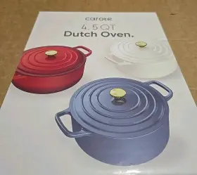 A14297 Carote 4.5 Quart Enameled Cast Iron Dutch Oven Induction Compatible Red