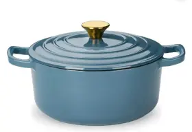 A14302 Carote 4.5 Quart Enameled Cast Iron Dutch Oven Induction Compatible Blue