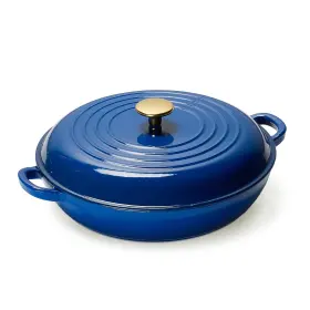 A14383 Carote 3.4 Quart Enameled Cast Iron Braiser Pan Shallow Dutch Oven Casserole Skillets