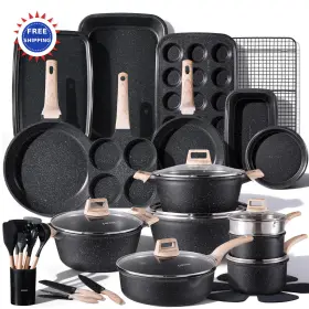 A14670 Carote Cookware Sets 44 Piece Pots And Pan Set Nonstick Induction Cook Ware Knife 44pcs