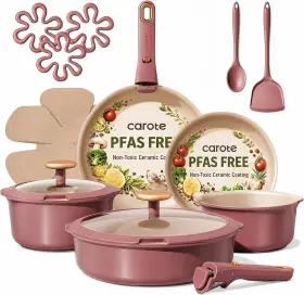 Carote A15398 19 Pcs Pots And Pans Set Nonstick Cookware Sets With Detachable Handle