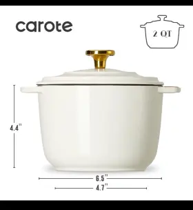 Carote B0fqtfgsyg 2 Quart Enameled Cast Iron Dutch Oven Pot With Lid Mini Round