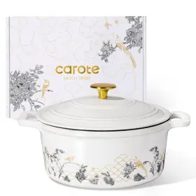 B0fsjpzmpj Carote 5 Quart Cast Iron Dutch Oven Pot With Lid Enameled Floral Ovens G