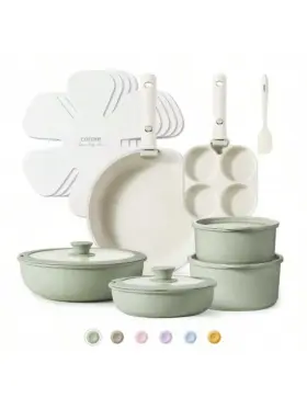 C08198 Carote 17pcs Pots And Pans Set - Nonstick Cookware Detachable Handle