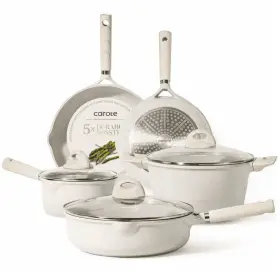 S02114 Carote Nonstick Pots And Pans Set 8 Pcs Induction Kitchen Cookware Sets Beige
