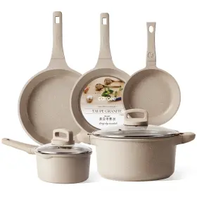 S06019 Carote 7-piece Nonstick Cookware Set For Induction Kitchens Tan