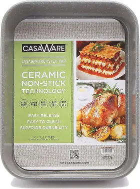 1-7352-5k Casaware Ceramic Coated Nonstick Lasagna/roaster Pan 13 X 10 Silver Granite