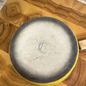 Ch-2500 Cathrineholm Vintage Norway Yellow Lotus Enamel Saucepan Pot Lid Teak Mcm