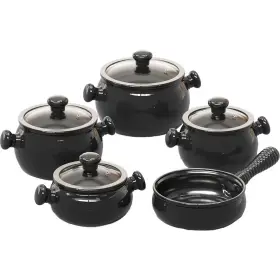 Ceraflame 894002155409 Joy Premiere 9-piece Ceramic Cookware Set Handmade Non-toxic Black
