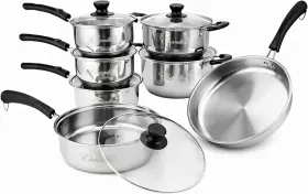 Chandler 711181068757 Stainless Steel Cookware Set 13-piece Pots And Pans With Tempered Glass
