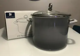 Chantal 088818112863 Enamel On Steel 8 Quart Stockpot With Lid Fade Grey New