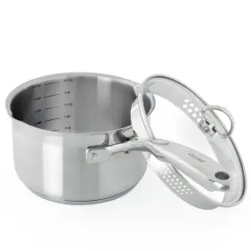 Slin35-p18 Chantal Induction 21 Steel 2.5 Quart Pour-spout Saucepan With Strainer Glass Lid