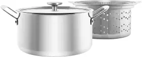 Slt32-240sp Chantal 3.clad 7 Quart Stock Pot With Pasta-steamer Insert And Glass Lid