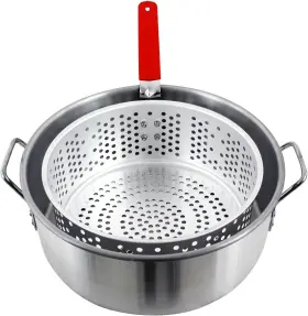 Fba12 Chard Aluminum Stock Pot With Strainer Basket 10.5 Quarts Gray