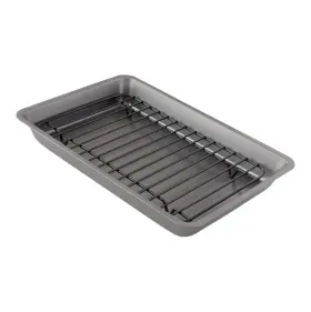 Ves1091 Chef Pomodoro Nonstick Carbon Steel Small Roasting Pan With Rack For Countert