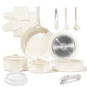 Chef Power 782003139177 Ceramic Cookware Set Non Toxic With Detachable Handles Healthy Nonstick Pans