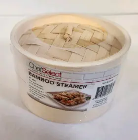 Chef Select 811390036063 Natural Bamboo Steamer 5 Inch New