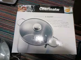 Chefmate 717092334219 Professional 8 Quart Stockpot 18/10 Stainless Steel With Glass Vented Lid