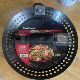 Id452436-0036 Chefmate Nonstick Grilling Skillet Round Holes Frying Grill Bbq Camping Cooking