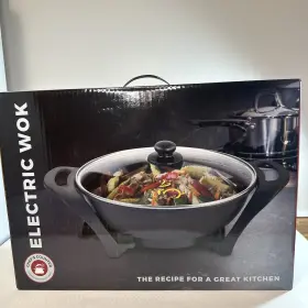 Cc1629bk Chefs Counter Electric Wok Nonstick Cool Touch Handles Tempered Glass New